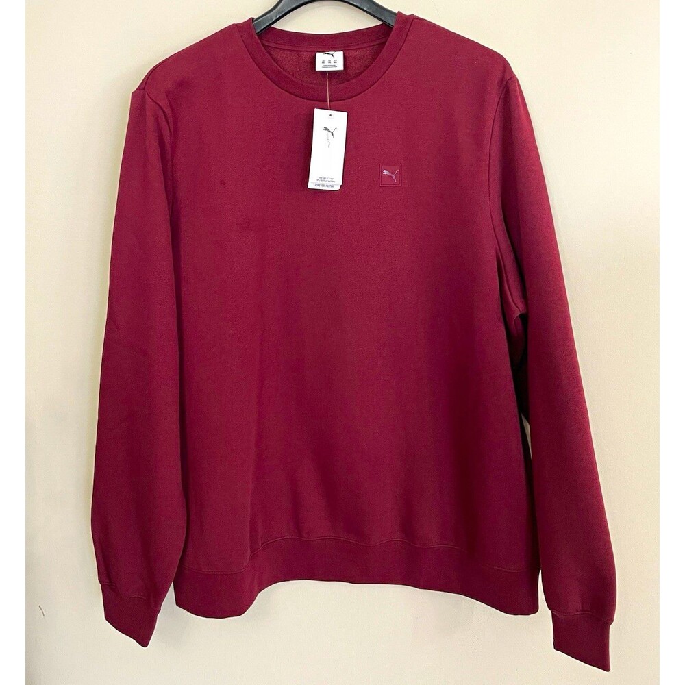 PUMA NWT Essentials Men’s Crewneck Fleece Pullover Sweatshirt Burgundy XXL